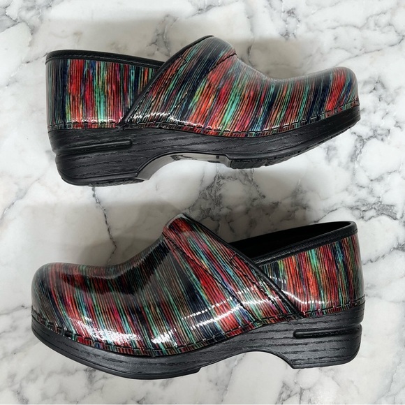 Dansko Pro XP Multi-Colored Striped Patent Leather Clogs Size 5.5/6 - Picture 6 of 12
